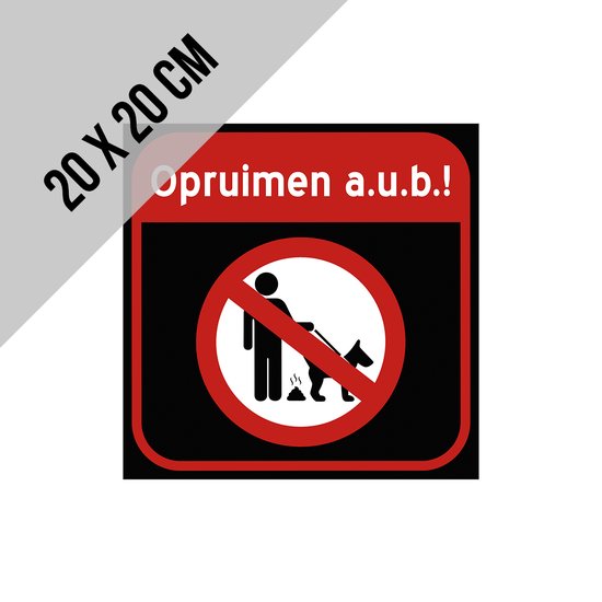 Foto: Pictogram bord opruimen a u b 20 x 20 cm hondenpoep kak stront uitwerpselen hond dog kakje in een zakje shit propere buurt overlast hondentoilet zwart 1 stuk