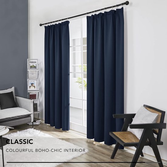 Deconovo Gordijnen Kant en Klaar Plooiband, Thermische Gordijnen met Warmtewerend Stof voor Woonkamer, Slaapkamer, 140x260 cm (B x H), Crème, 2 stuks