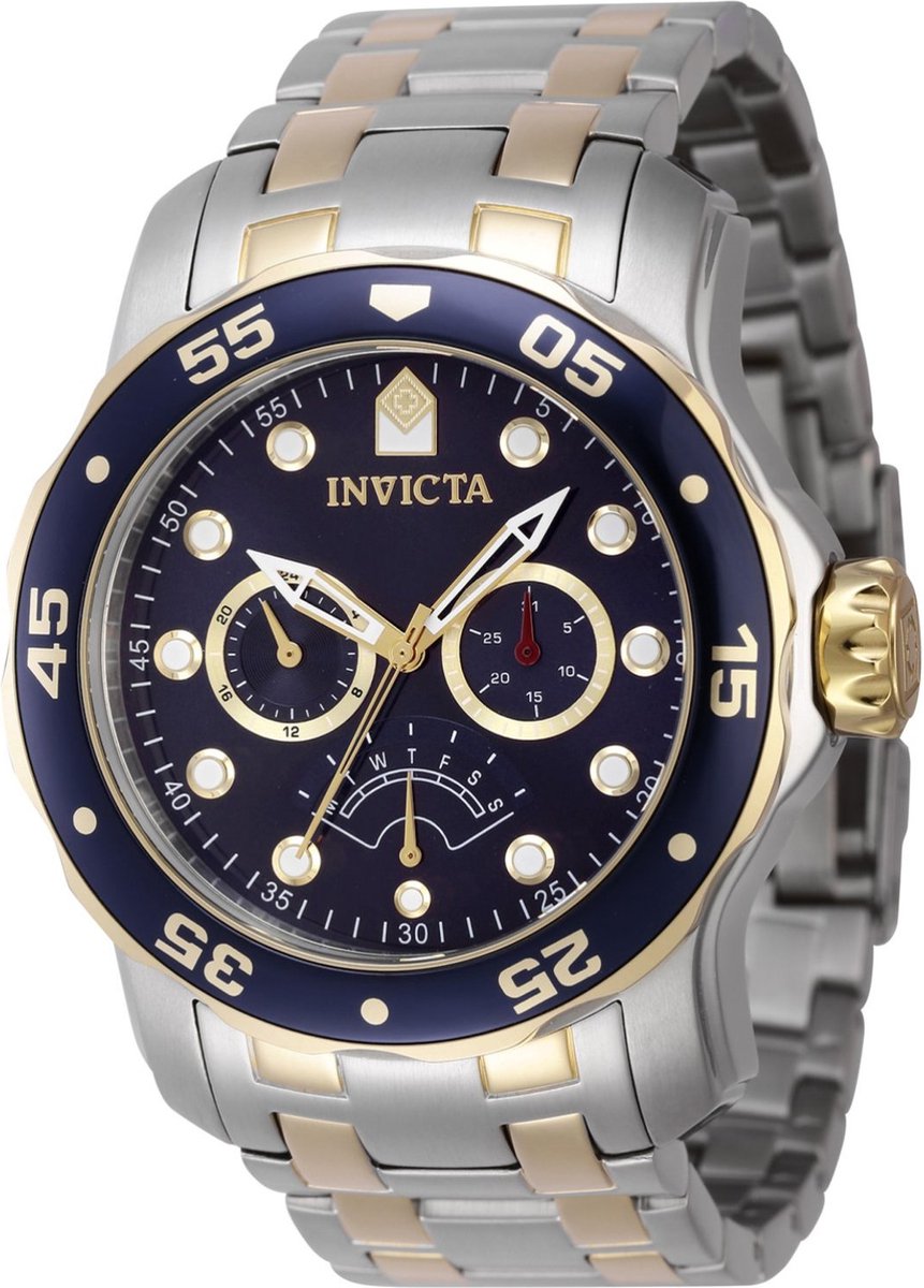 Invicta Pro Diver 47001 Heren Horloge - Waterdicht - Analoog - Quartz Uurwerk - Roestvrij Staal met blauwe Wijzerplaat - 48mm