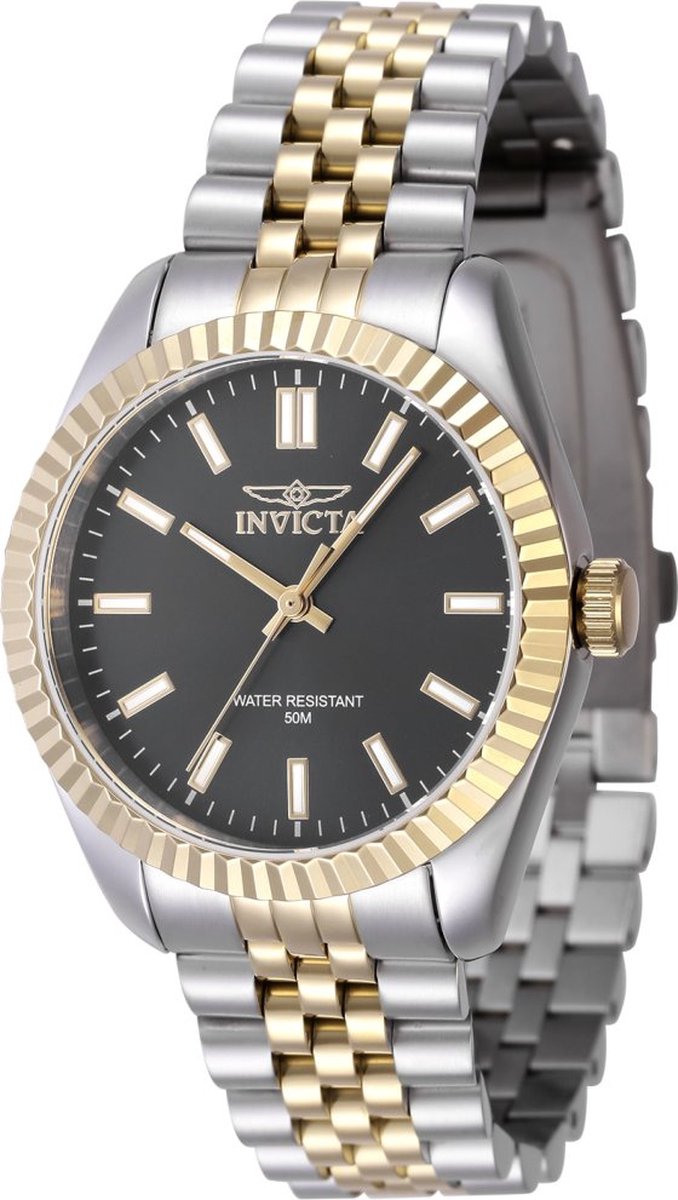 Invicta Specialty 47499 Dames Horloge - Waterdicht - Analoog - Quartz Uurwerk - Roestvrij Staal met zwarte Wijzerplaat - 36mm