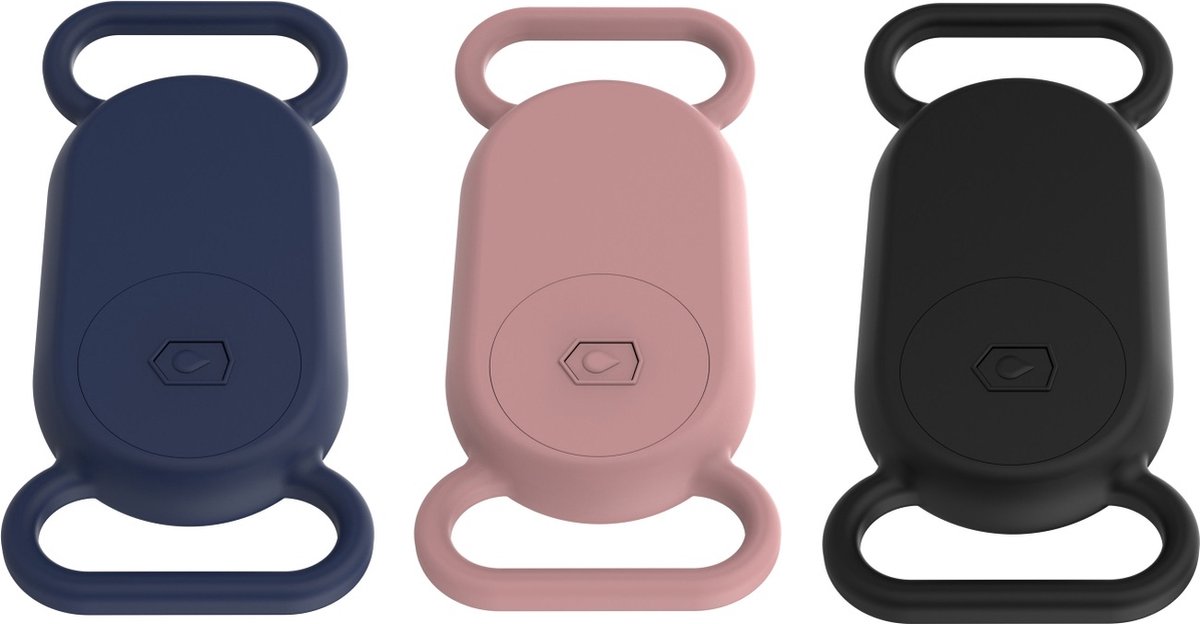 3 stuks - Premium sleutelhanger hoesje geschikt voor Samsung Smarttag 2 - voor hond of kat - huisdier - Samsung SmartTag2 Hoes - Case - Siliconen - Sleutelhanger - blauw zwart roze