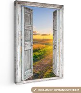 Tableau Toile Transparente - Campagne - Paysage - Soleil - 120x180 cm - Décoration murale XXL