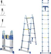 Bol.com Telescopische ladder scharnierend 3.8m 2 x 6 treden opvouwbaar professioneel multifunctioneel - inclusief 5 jaar garantie aanbieding
