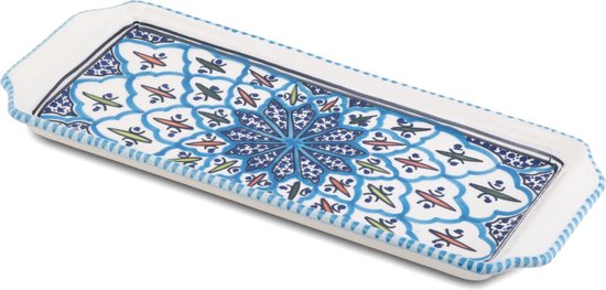 Bol à gâteau Bol de service fin bleu turquoise fait main 35 x 14 cm | CP.TF.30 | Plats & Déco