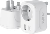 Bol.com Reisstekker Engeland EU naar UK reisadapter met USB-C en USB-A - Wereldstekker - type G aanbieding
