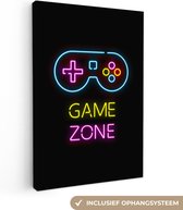 Toile - Gaming - Game zone - Manette - Vintage - Néon - Jeux - 40x60 cm - Décoration salle de Gaming - Peintures sur toile