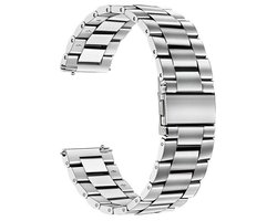 foto van 20mm Zilveren Horlogeband universeel - Band aanzet 20 mm - Horlogebandje RVS - ook voor de volgende smartwatches geschikt Samsung ,Huawei, ticwatch Amazfit ,Honor