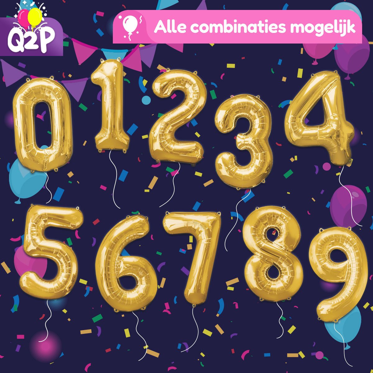 Cijfer Ballonnen Ballon Cijfer 2 Verjaardag Versiering Feest Helium Ballonnen Cijferballon Folieballon Goud Xl Formaat — afbeelding 3