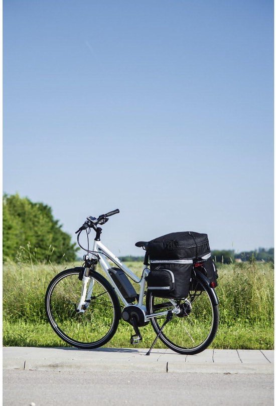 Fietstas voor bagagedrager - 3-delige fietstassenset - afneembare rugzak - bagagedragertas - twee zijzakken - regenhoes - zwart van Fietstas — afbeelding 4