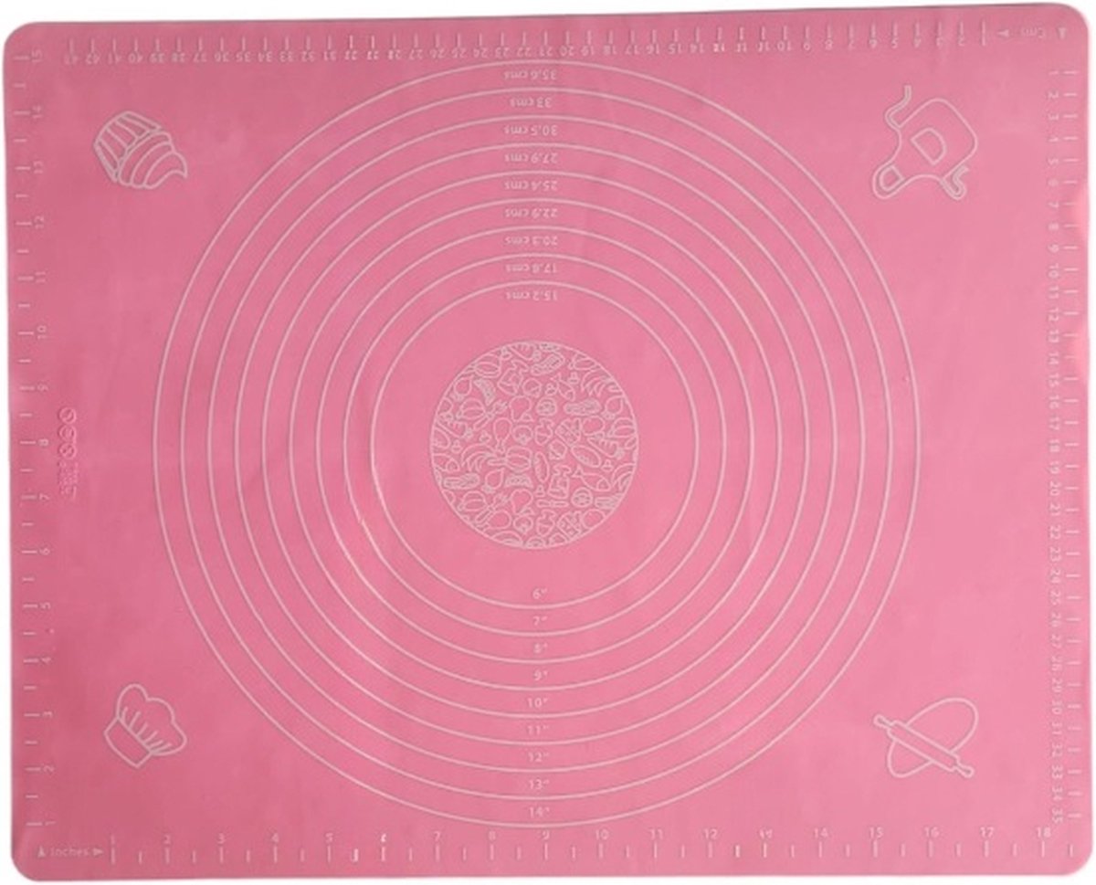 1x deegmat - siliconen bakmat - anti kleef - herbruikbaar - vaatwasserbestendig - bak spullen voor taarten - roze 50x40cm - oDaani