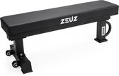 Bol.com ZEUZ Vlakke Verrijdbare Halterbank voor Fitness & CrossFit – Flat Bench - Verrijdbare Fitnessbank & Trainingsbank – Benc... aanbieding