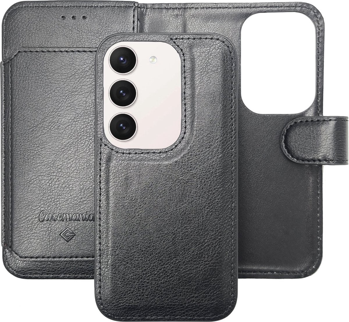 Casemania–Bookcase 2in1 Geschikt voor–Samsung–Galaxy A55–Zwart