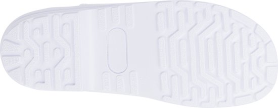 Witte klomp zool met anti-slip profiel.
