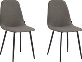 Colenis® - Milou Eetkamerstoelen - Set Van 2 - Grijs - Linnen Stof - Industrieel - Stoelen