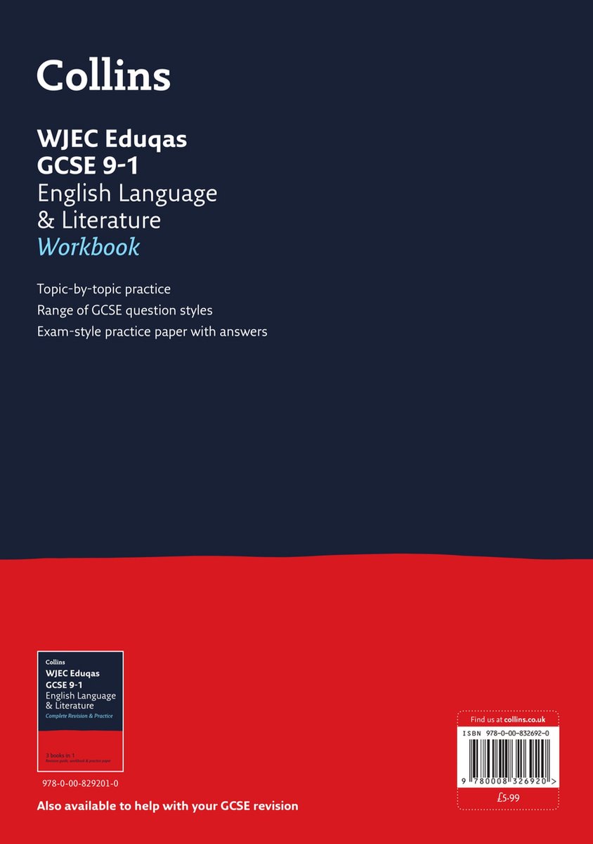 Collins WJEC Eduqas GCSE 9-1 Engels Taal & Literatuur Werkboek, oefeningen, examenvragen, antwoorden.