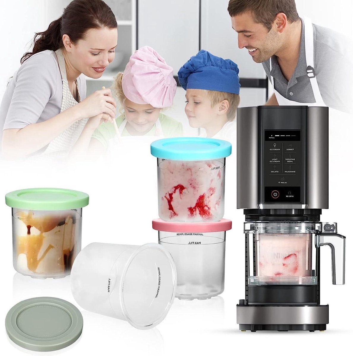 4 Stück Creami Deluxe Behälter für Ninja