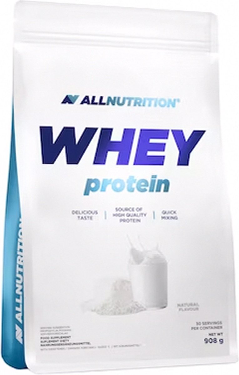 Goedkoopste AllNutrition | Whey protein | Natural | 908gr 30 servings | Eiwitshake | Proteïne shake | Eiwitten | Whey Protein | Whey Proteïne | Supplement | Concentraat | Nutriworld