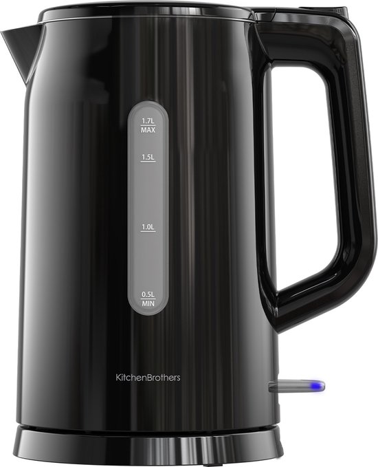 KitchenBrothers waterkokers 6 KitchenBrothers Waterkoker - Elektrisch - 1,7 Liter - Met Kalkfilter - Dubbelwandig - Cool-touch - Zwart