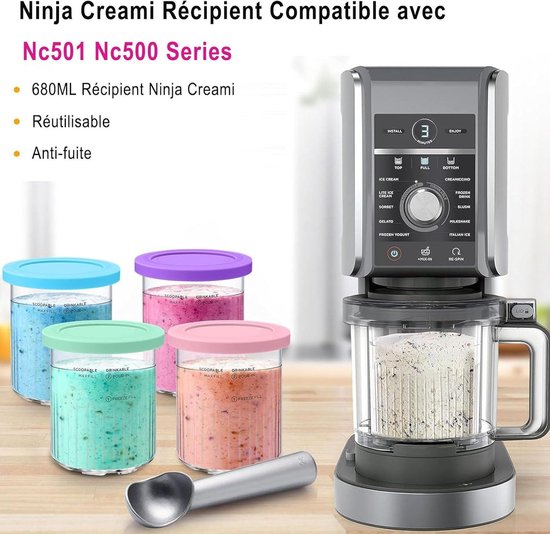 Lot De 4 Pots De Rechange Pour Ninja Creami Deluxe NC500/NC501 - 680 Ml, Sans BPA, Compatibles