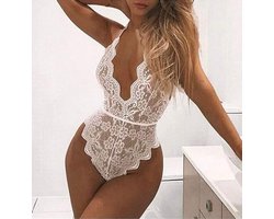 Go Go Gadget - Bodystocking - Sexy Lingerie - Bodysuit - Sexy Body - Wit - Lace - Kant - Lingerie