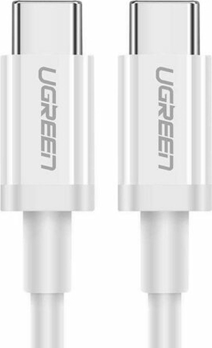 Ugreen Type C M-M 2.0 ABS-kabel wit 2 m, compatibel met iPhone 17/16/15, Google Pixel 4, Samsung Galaxy S20, Huawei P30 en meer
