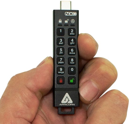 Apricorn ASK3-NXC-128GB, 128 Go, USB Type-C, 3.2 Gen 1 (3.1 Gen 1), 77 Mo/s, Casquette, Noir