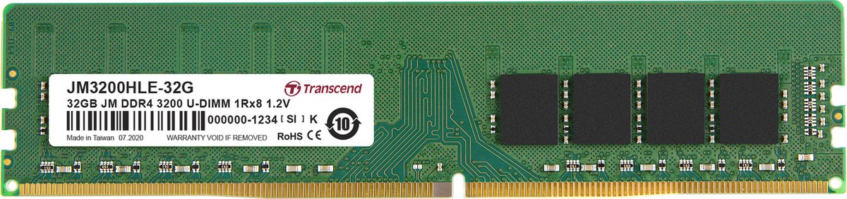 Transcend JetRam JM3200HLE-32G geheugenmodule 32 GB 1 x 32 GB DDR4 3200 MHz