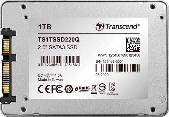 Transcend SSD220Q 1 TB SSD harde schijf (2.5 inch) SATA 6 Gb/s