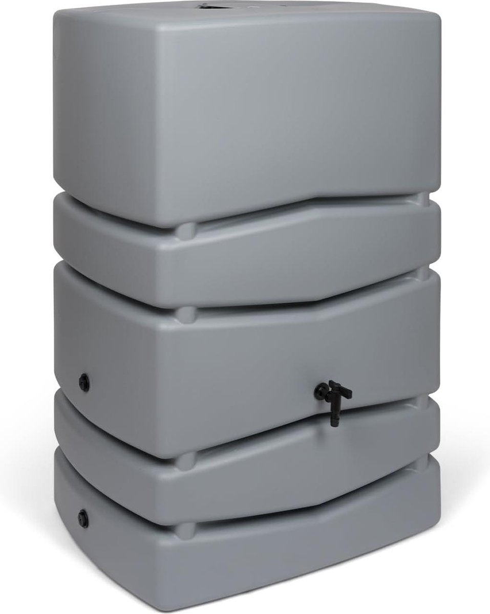 Regenton XXL Aqua Tower - Kunststof - Verschillende Maten en Kleuren - Uitloopkraan - 450 Liter Grijs Regenton