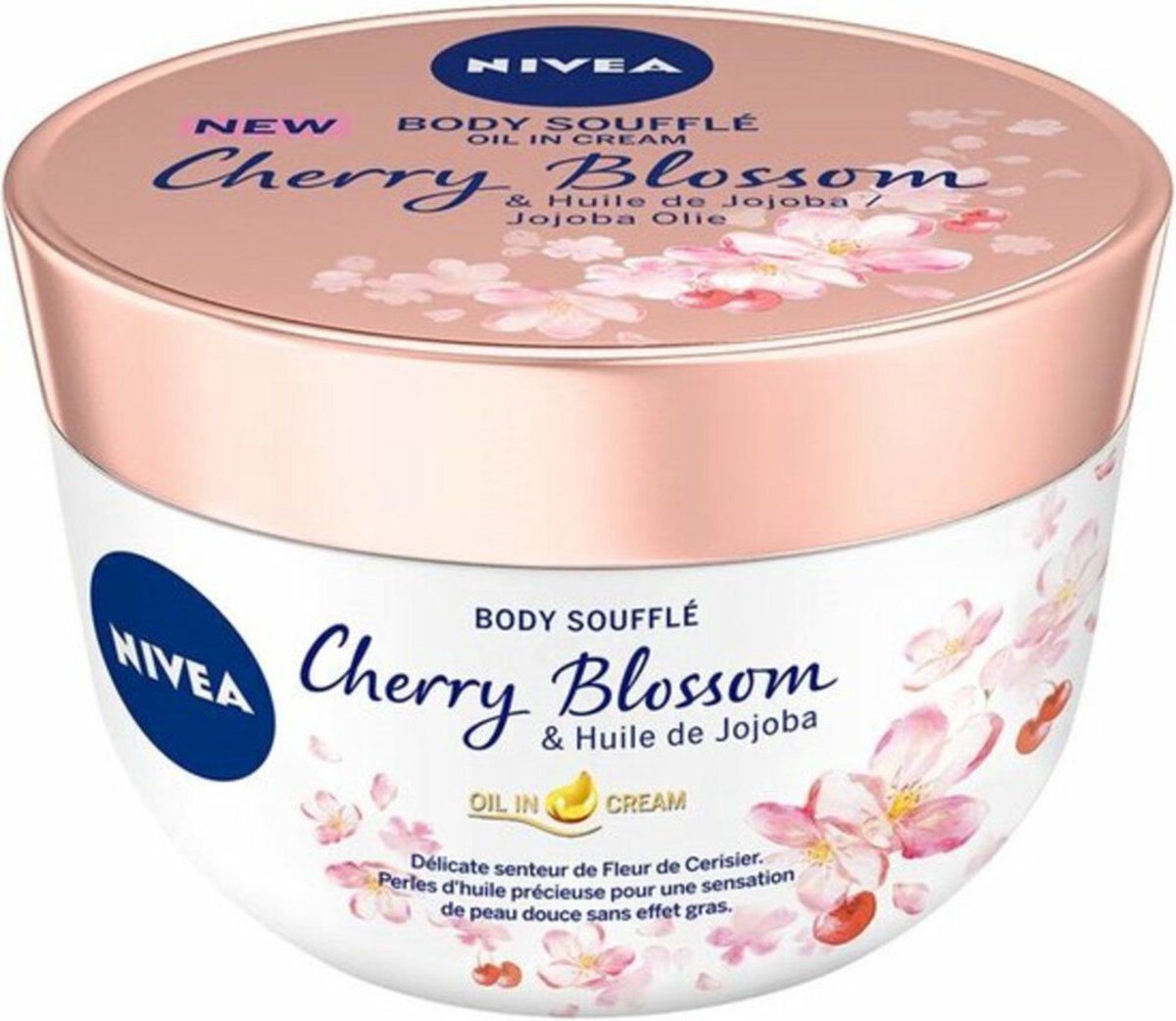 Goedkoopste 3x Nivea Body Souffle Cherry Blossom en Jojoba Olie 200 ml
