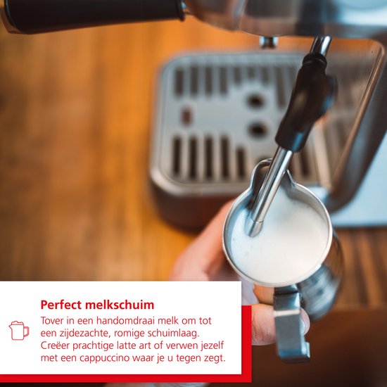 Solis Barista Perfetta Plus 1170 V2 Pistonmachine - Heerlijke Koffie Binnen 1 Minuut - Compacte en Hoogwaardige Espressomachine - Melkschuimsysteem - Zilver