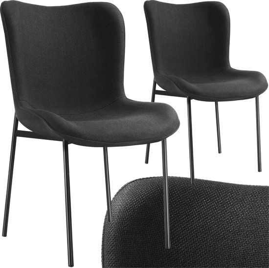 tectake Draaibare eetkamerstoel Alicon, gestoffeerd - greige, Set van 2 - 405469