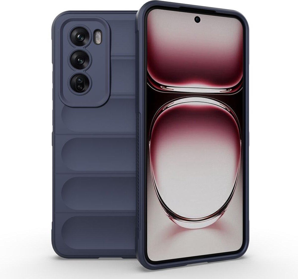 MobyDefend Hoesje - Geschikt voor Oppo Reno12 Pro - TPU Gripcase - Blauw