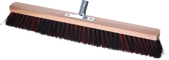 Buemag Bezemkop - Arenga/Elaston mix - zwart/rood - hard - hout - 60 cm - 26mm - straatbezem/buitenbezem - bezem van Buemag — afbeelding 2