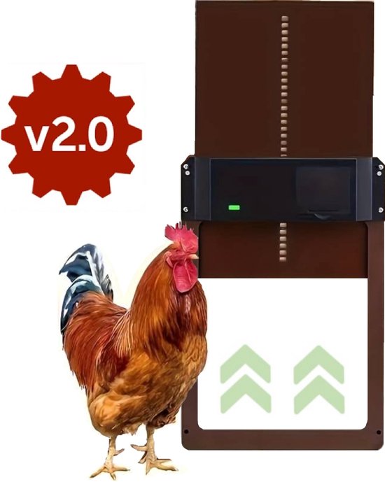UniEgg® Automatische deur 2.0 met lichtsensor functie op batterijen | Extra stevig 2e generatie | Geschikt voor honden, katten, knaagdieren en kippen | Waterdicht | Professioneel | Energiezuinig | Kippenluik | Hondenluik | Kattenluik | Konijnenluik