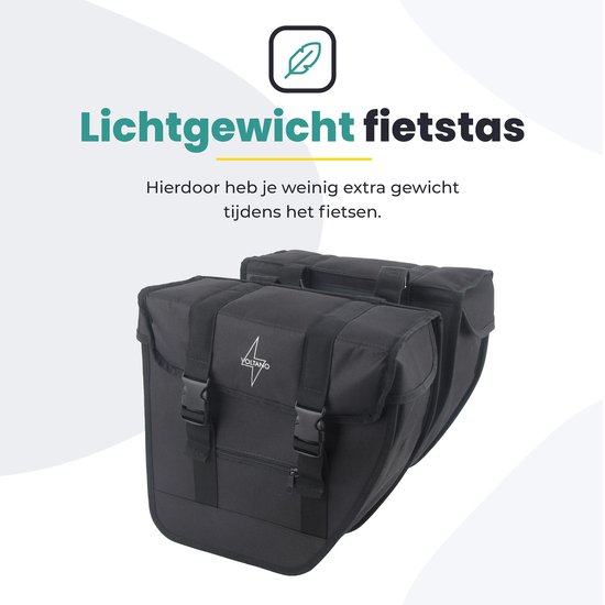 Voltano Dubbele Fietstas Urban Flow XL Afgeschuind - Zwart - 40 Liter - 100% Waterdichte Fietstassen - Fietstassen Elektrische Fietsen