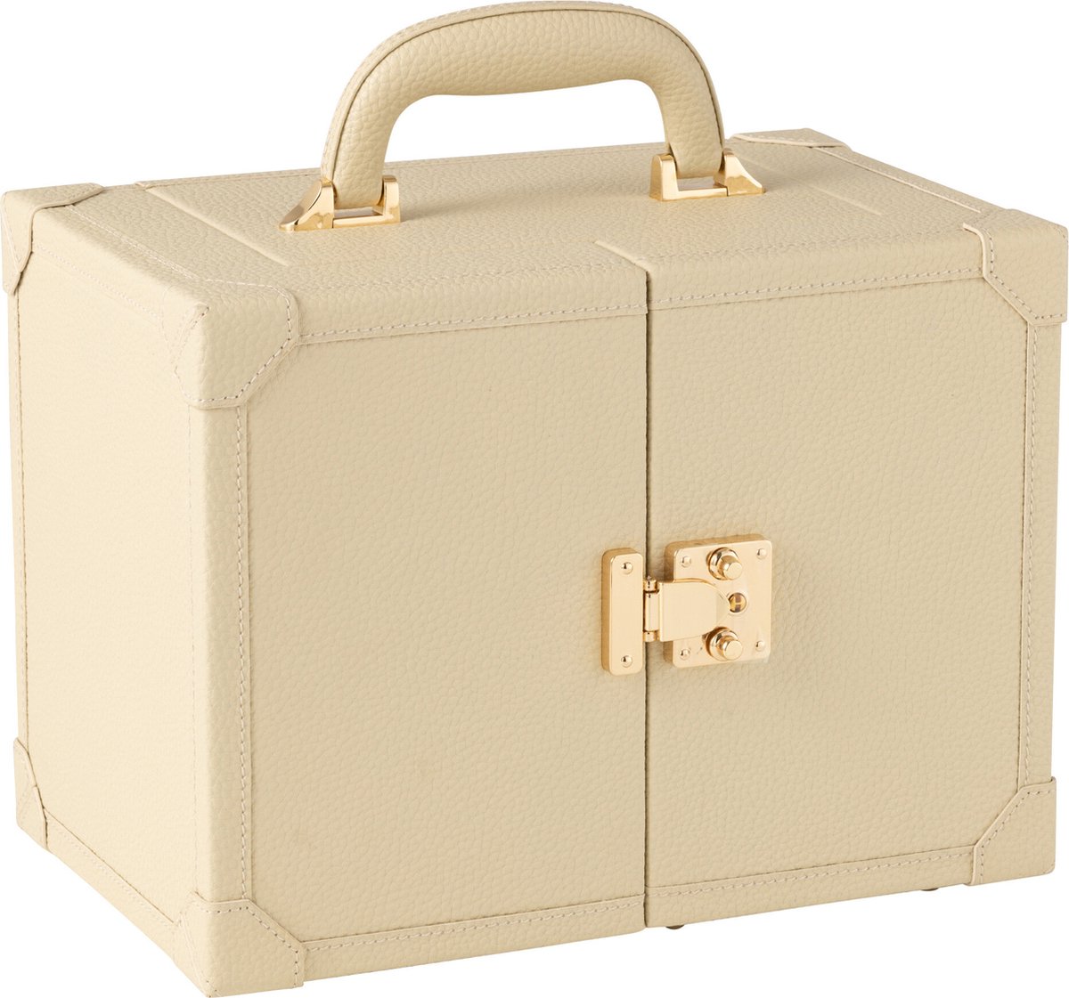 J-Line juwelendoos met handvat - kunstleder - beige
