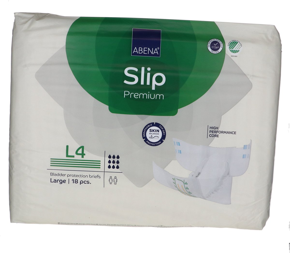 Goedkoopste Voordeelverpakking van 2 x Abena Slip Premium L4, 4000 ml, 18 stuks