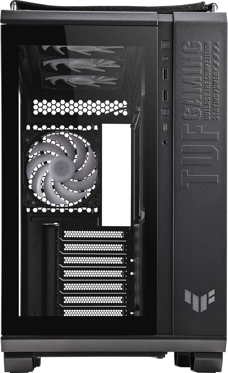 ASUS TUF Gaming GT502 PLUS Black - Mid Tower - ATX, Micro-ATX, Mini-ITX - tempered glass - geen voeding (ATX) - 2 x USB 3.2 Gen1 - 1x USB 3.2 Gen 2 Type-C - zwart