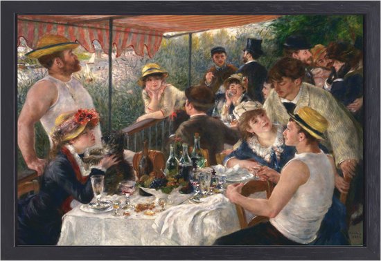 Lunch van het roeigezelschap - Pierre-Auguste Renoir schilderijen - Oude meesters - Canvas schilderijen sport - Woonkamer decoratie klassiek - Canvas met baklijst schilderijen woonkamer - Slaapkamer accessoires canvas met baklijst 150x100 cm