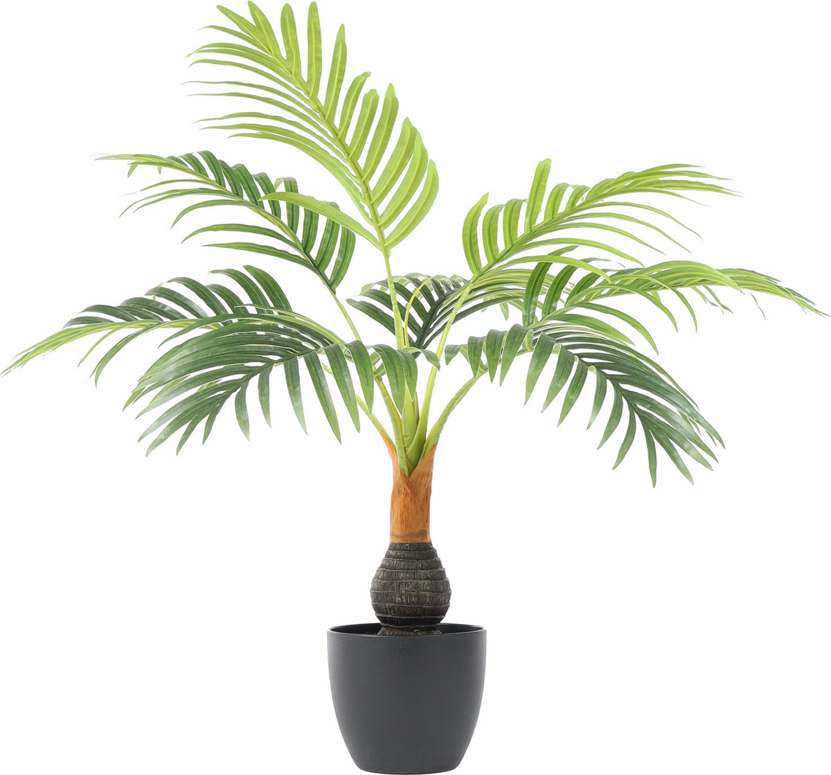 Kunstpalm Kunst Bottle Palm | 60cm – Mini Palmboom – Nep Flessenpalm – Kleine Kunstpalm – Brede Stam – Tropische Decoratie Lichtgroen