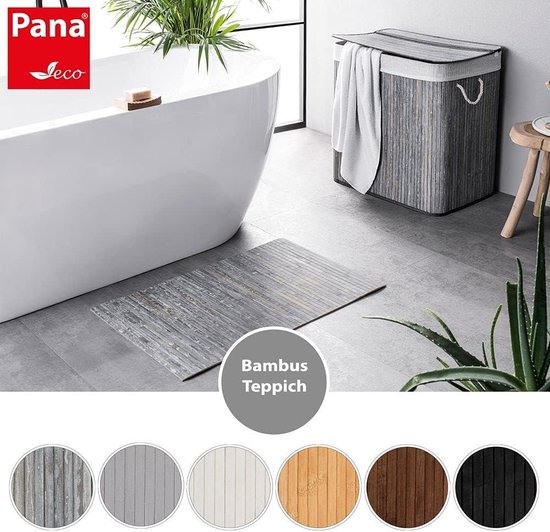 Bamboe badmat 80 x 50 cm - met antislip onderkant - douchemat hout badkamermat badmat bamboemat antislip