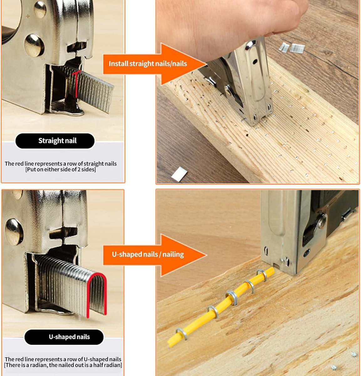 Zeer sterke handnietmachine - 600 nagels set voor doe-het-zelf houten bekleding decoratie thumbnail 6