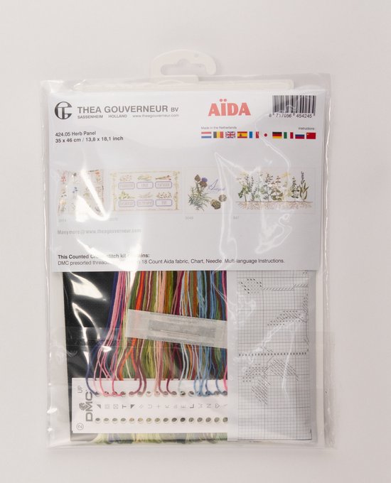Thea Gouverneur - Borduurpakket met telpatroon - 579.05 - Voorgesorteerde DMC Garens - Tijger - Zwarte Aida - 45 cm x 35 cm - DIY Kit