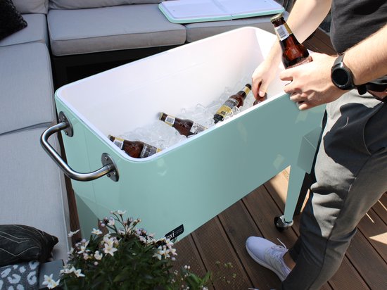 AXI Retro Cooler Mint - Koeler met wielen - 76L inhoud - Koelbox met aftapkraan van Merkloos — afbeelding 4