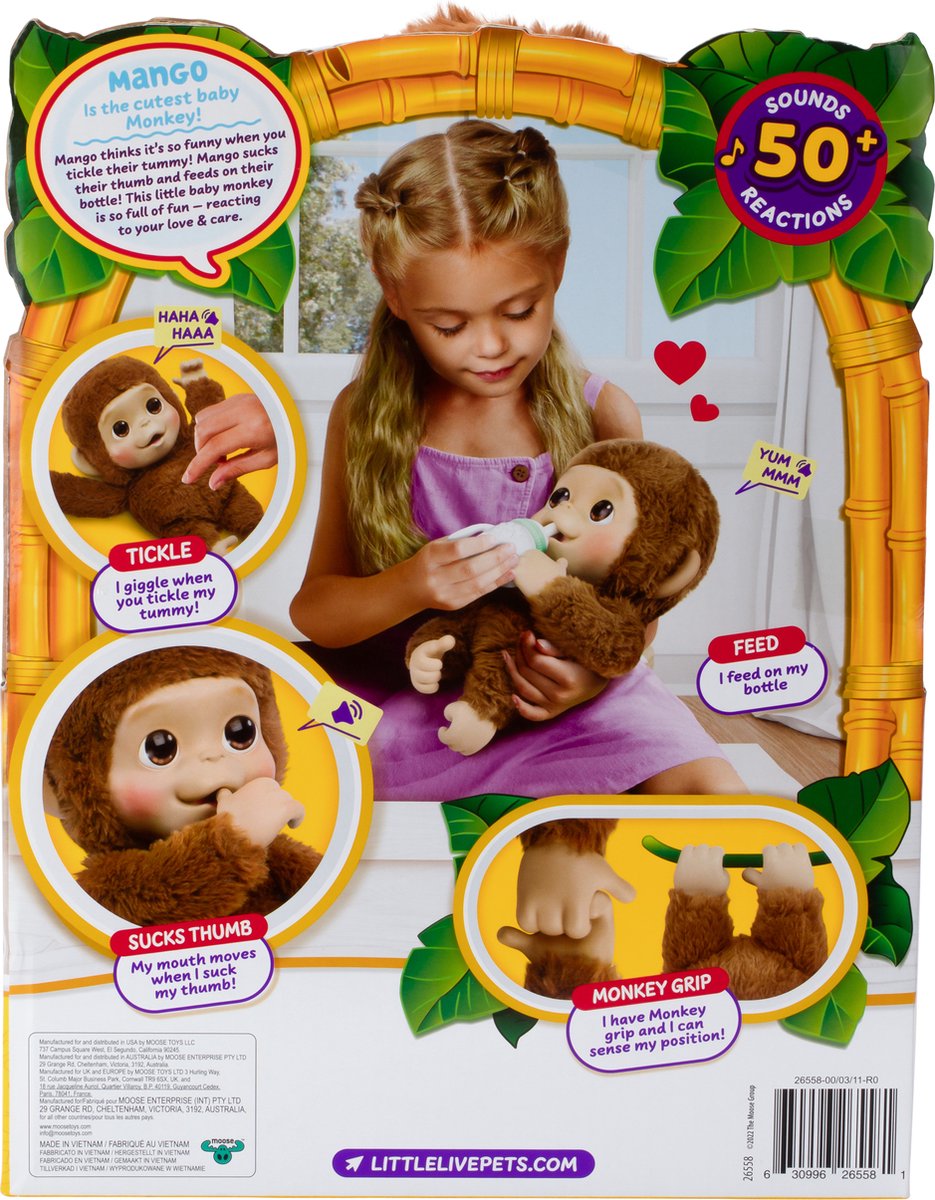 Little Live Pets - My Baby Monkey Mango - Interactieve knuffelaap — afbeelding 9