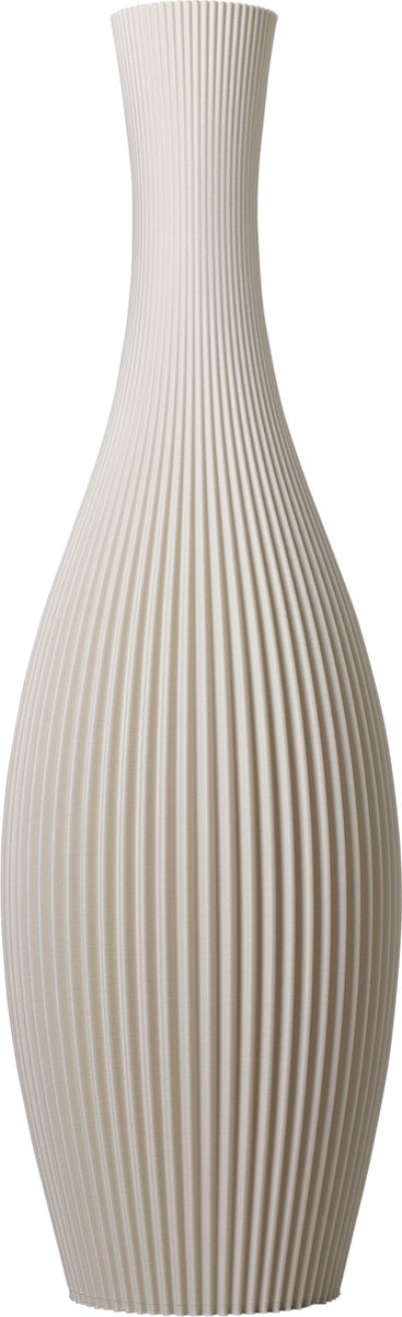 Slimprint Vaas STELLA, Creme Wit, D15,7 x H50 cm, Moderne Vaas met Gestreept Motief voor Pampas Pluimen en Decoratie Takken, Gerecycled Biokunststof