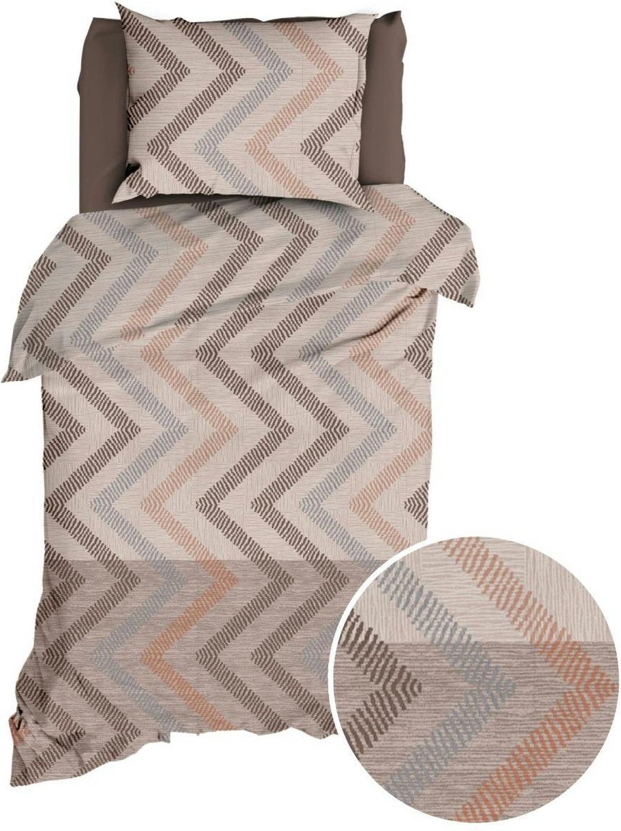 Satin d'Or Ziggo Dekbedovertrek - Eenpersoons - 140x200/220 cm - Taupe/Beige