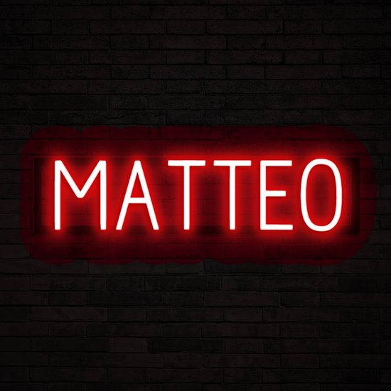 MATTEO - Neon LED Lamp Kinderkamer | SpellBrite | 64,5 x 16 cm | 6 Dimstanden & 8 Lichtanimaties | Naamlamp Wandlamp Neon Verlichting