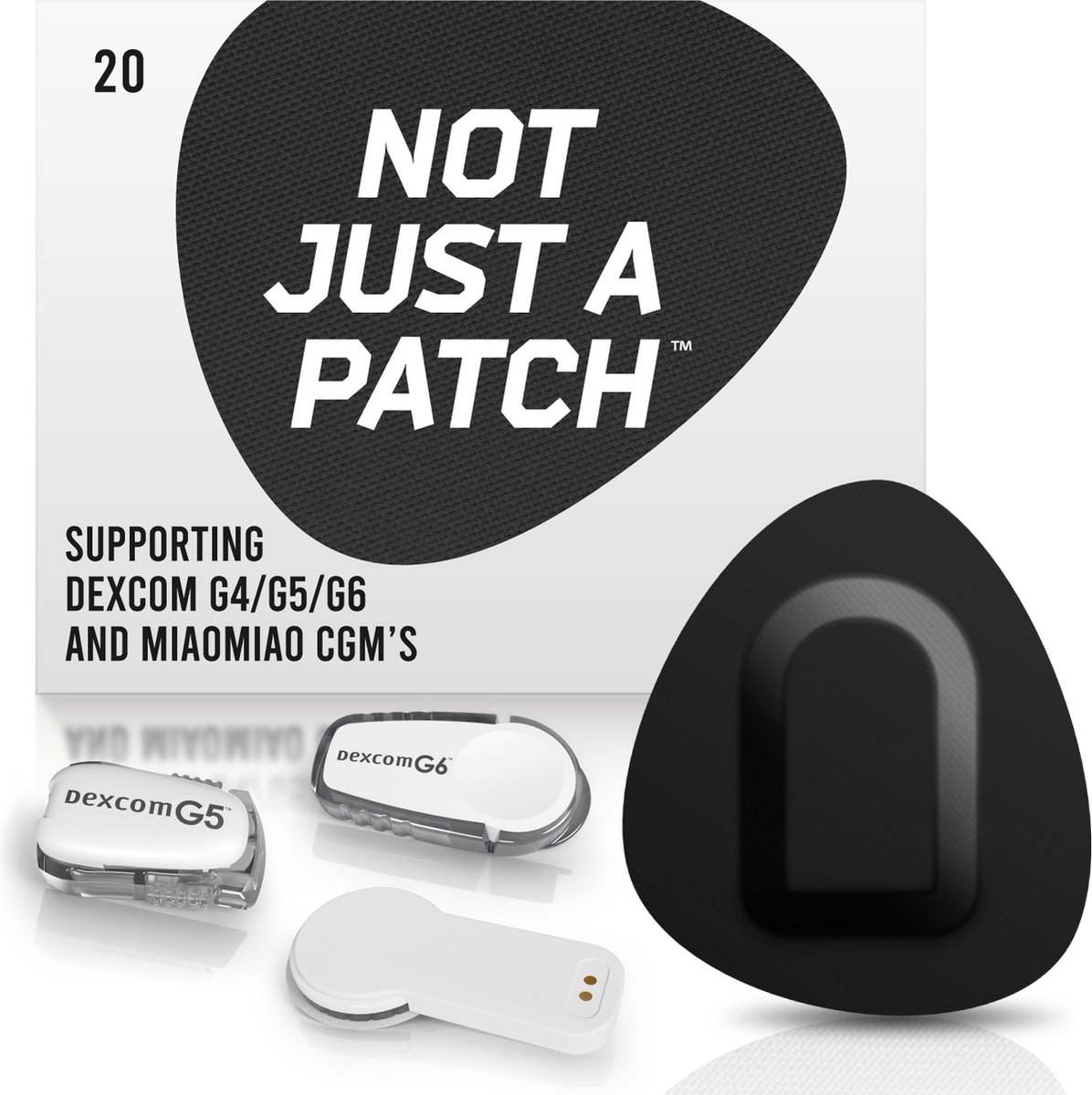 Goedkoopste Not Just A Patch - Black Patch - Sensor patch pleister for Dexcom or MiaoMiao Libre – 20 pack – M (maat